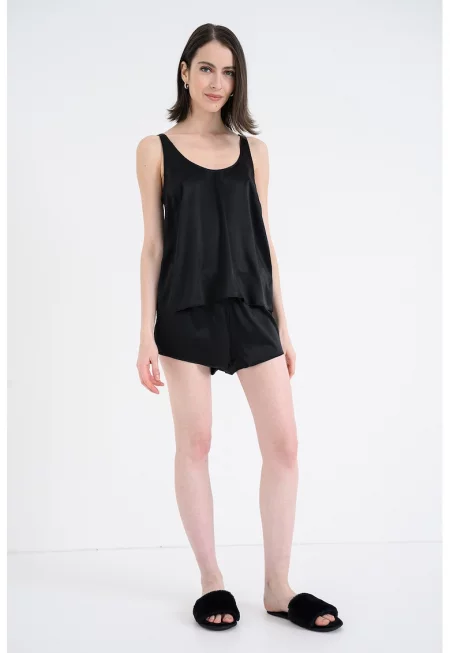 Копринена пижама - Черен