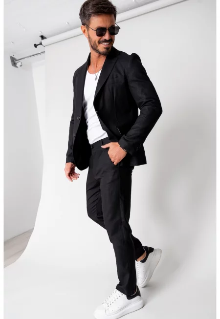 Костюм Ralph с яке IN и дълъг панталон Черен Нов 16658