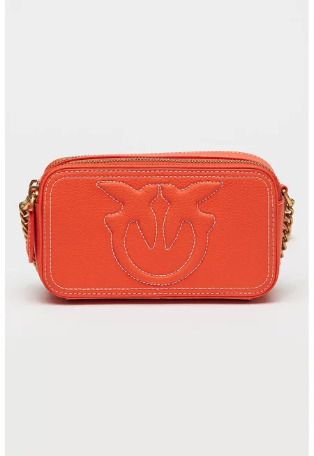 Кожена чанта през рамо Carrie с контрастни шевове - Аленочервен