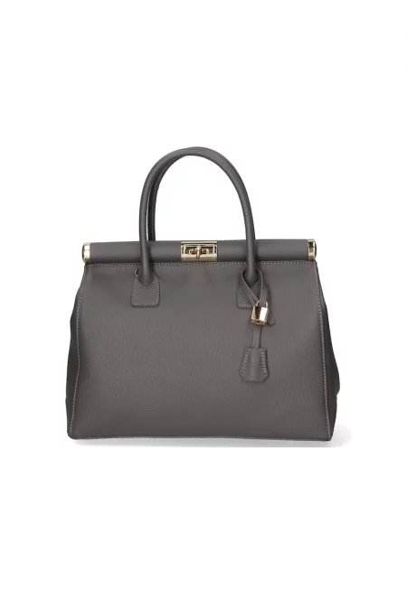 Кожена чанта с отделяща се презрамка - Tъмносив