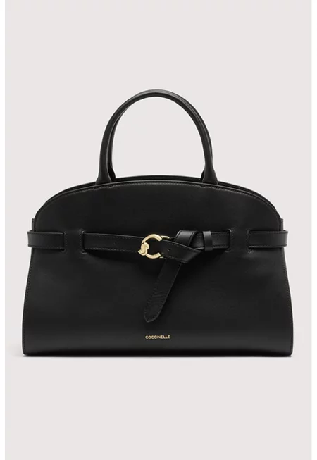 Кожена чанта Sabine с декоративна презрамка - Черен