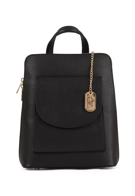 Кожена раница с конвертируем дизайн - Черен