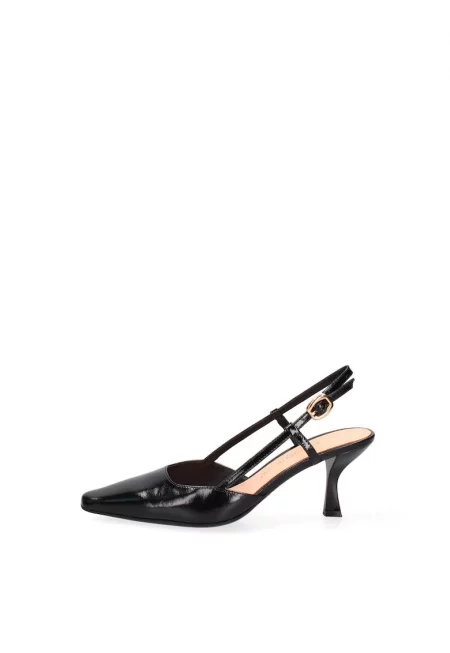 Кожени обувки Valenza Chic с каишка на петата - Златист/Черен