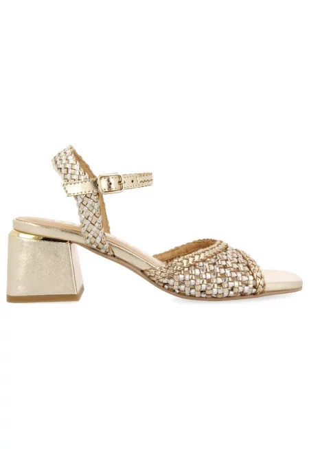 Кожени сандали Ladock с масивен ток - Златист