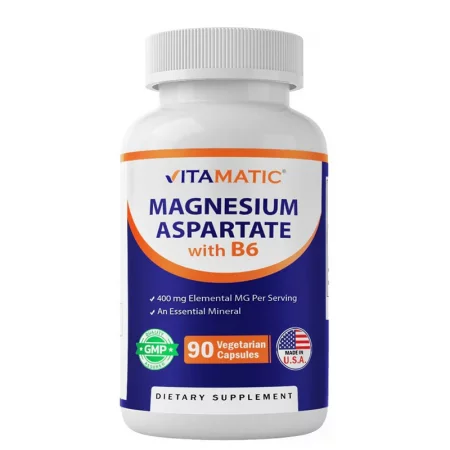 Магнезий 200 mg (аспартат) + Витамин B6 2.5 mg – При мускулни крампи и стрес, 90 веган капсули