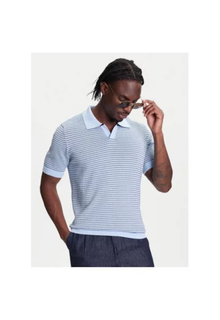 Мъжка поло тениска  1094K301J - Памук - Син