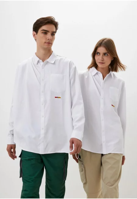 Мъжка риза -  RCPM Draped Button Down HE8136 - бял - полиестер