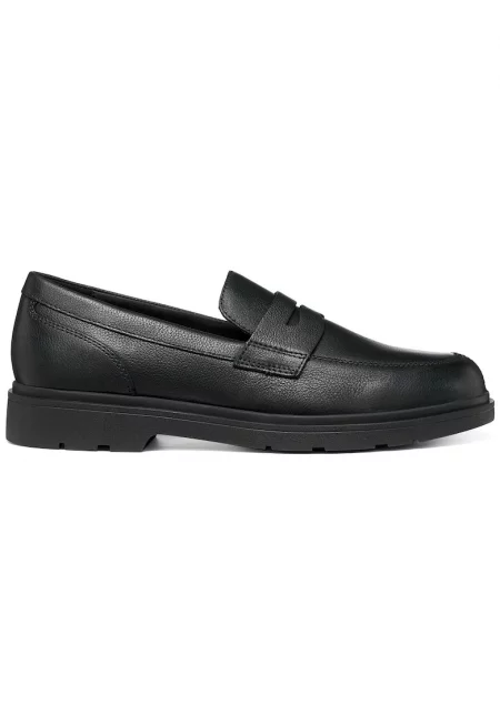 мъжки обувки тип мокасини loafer от естествена кожа с дебела подметка - 0000306102248_42 - черен - Черен