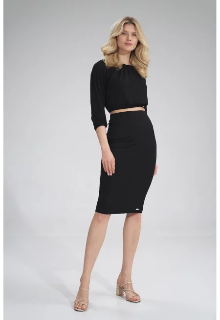 Миди пола  черна - вискоза - размер
