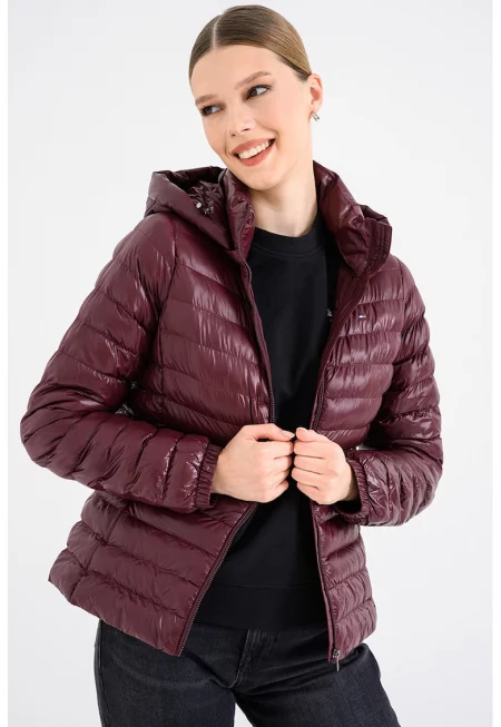 Непромокаемо зимно яке с цип - Тъмновиолетов