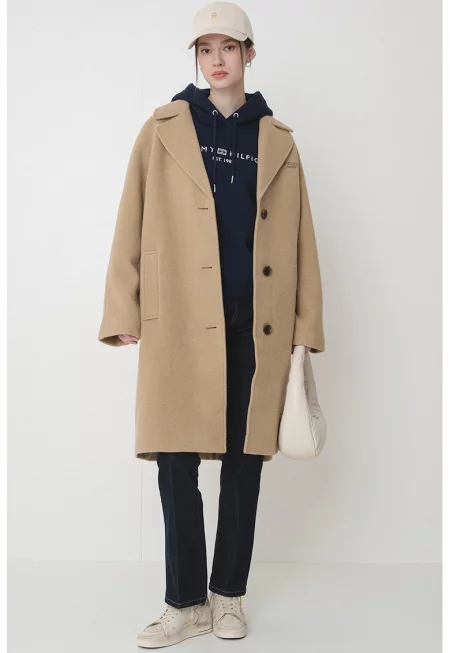 Палто с вълна с реглан ръкави