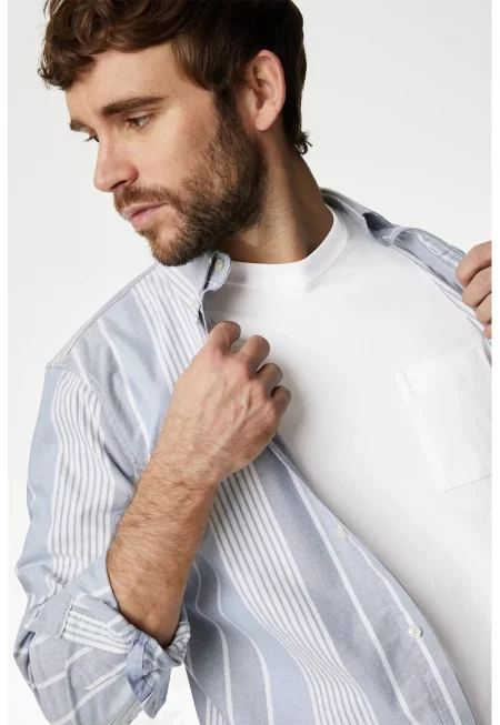Памучна тениска с пришит джоб на гърдите