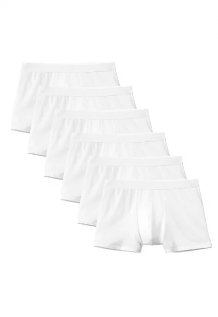 Памучни боксерки с лого на талията - 6 чифта - Бял