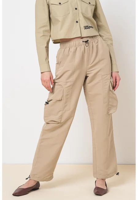 Панталон карго с висока талия - Каки
