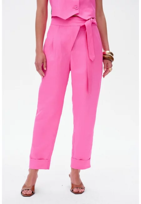 Панталони regular fit от смес от лен Севиля