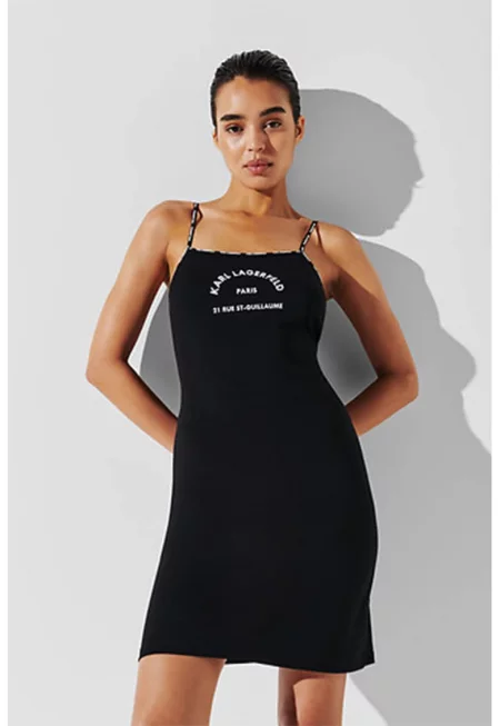 Плажна рокля от органичен памук с лого - Черен