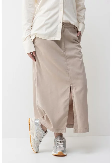 Пола с лиосел и шлиц отпред - Светло бежово