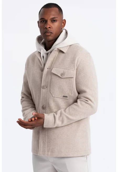 Поларено яке с копчета - Светло бежово