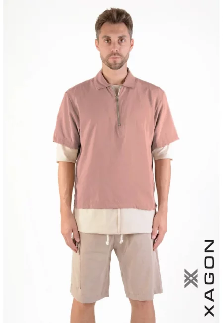 Поло тениска с цип 2BM106X - Розово