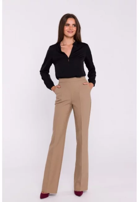 Прав панталон с висока талия -  Бежов