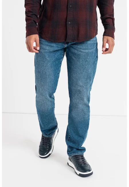 Прави дънки със средна талия - Син