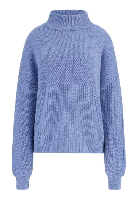 Пуловер с вълна алпака и паднали ръкави