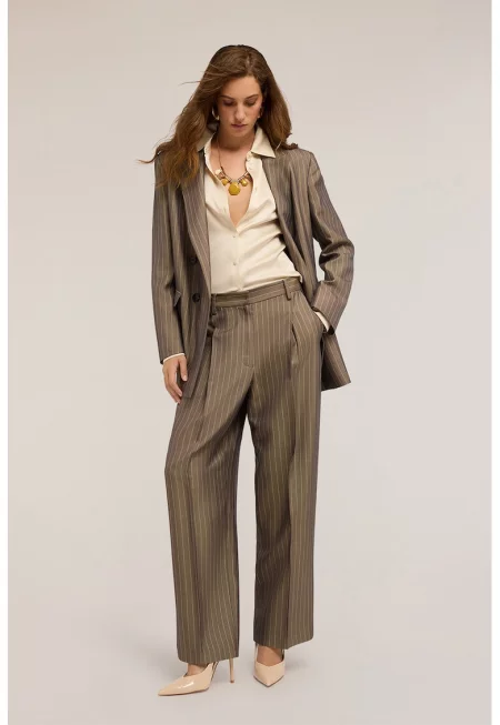 Раиран панталон с широк крачол - Каки