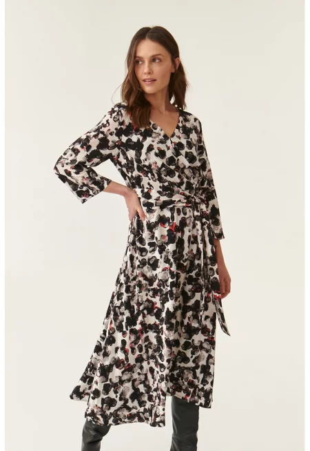 Разкроена рокля Samikone с абстрактна шарка - Бял/Черен