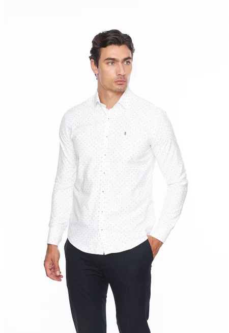 Риза по тялото с принт - Бял