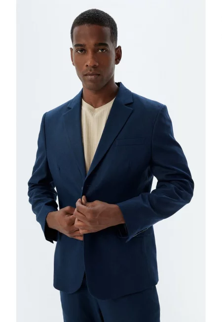 Сако с лен - Тъмносин