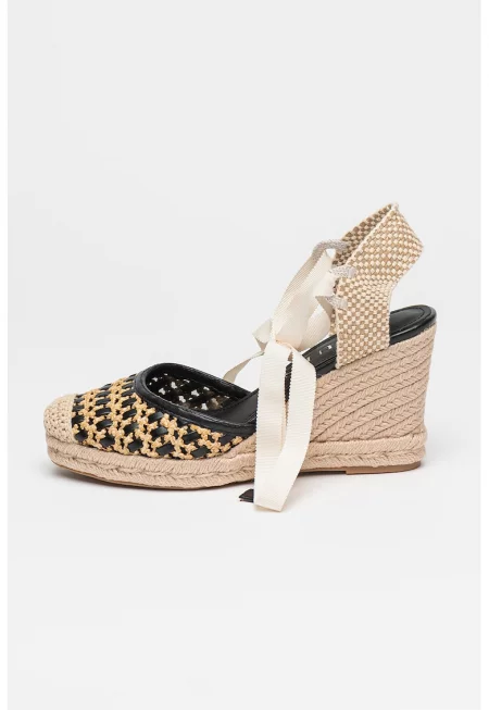 Сандали тип еспадрили - Черен/Бежов