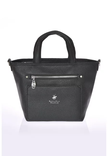 Шопинг чанта от еко кожа с отделяща се презрамка - Черен