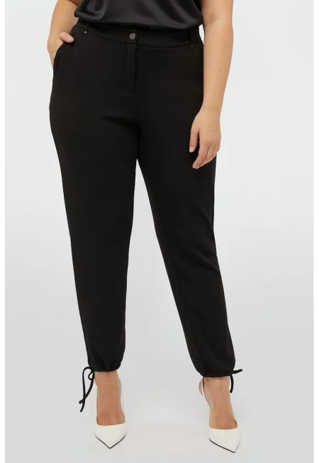 Скосен панталон с модал - Черен