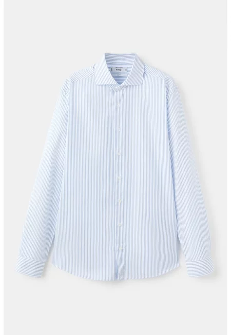 Слим раирана риза - Бял/Лавандула