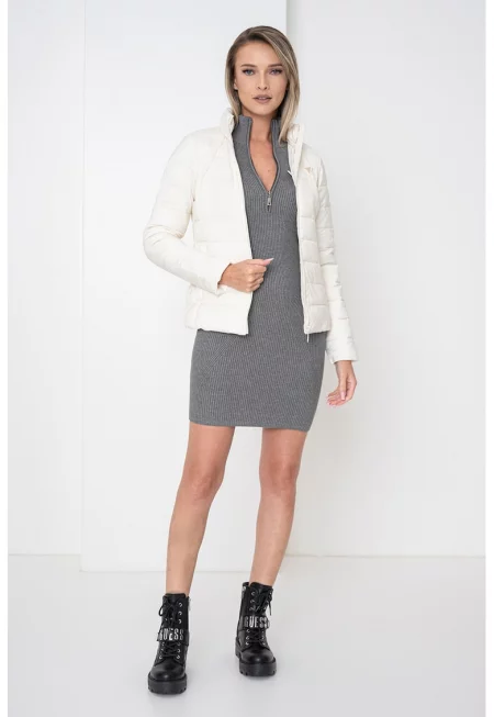 Слим зимно яке за фитнес - Слонова кост