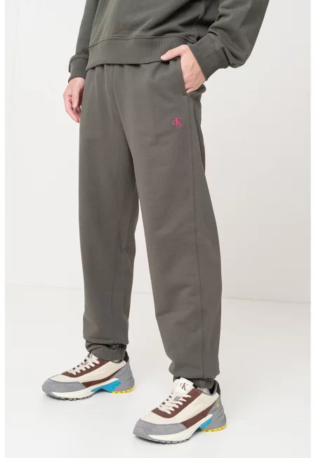 Спортен панталон с еластичен подгъв - Тъмно каки