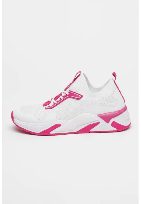 Спортни обувки с плетен дизайн - Бял/Фуксия