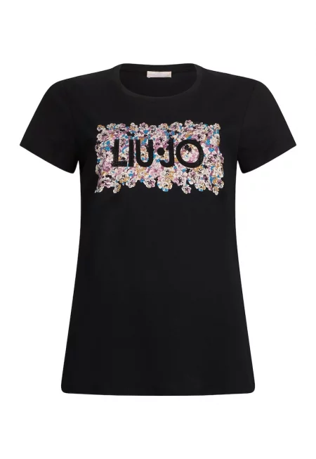 Стандартна тениска с фигурален принт - Черен