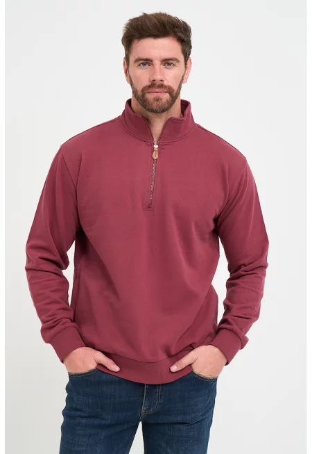 Суитшърт с цип - Бледочервен