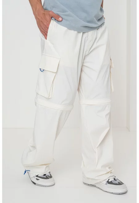 Свободен карго панталон Geordie с регулируема талия - Крем