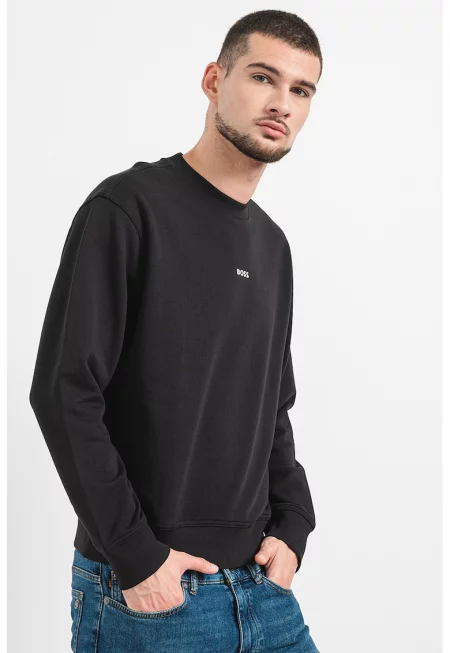 Свободен памучен суитшърт - Черен