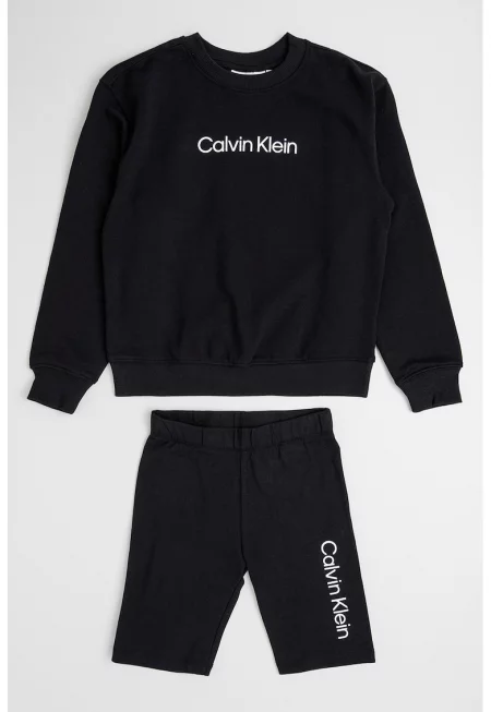 Свободен спортен екип с лого - Черен