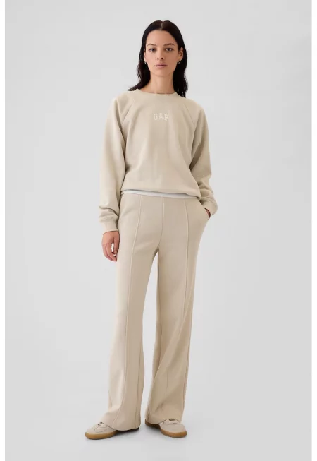 Свободен суитшърт с ръкави реглан - Крем