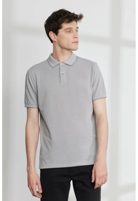 Тениска с памук с яка