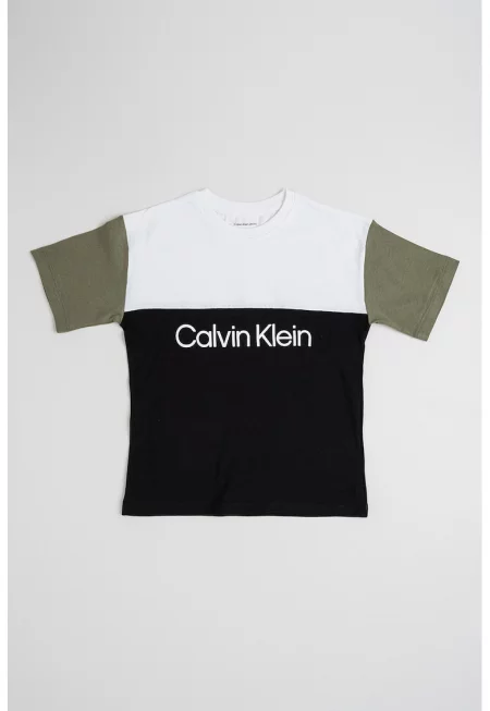 Тениска с цветен блок и лого