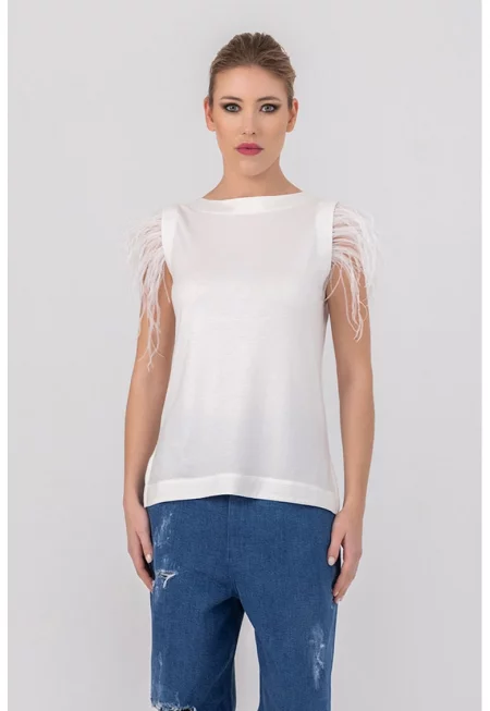 Топ Anabel с пера - Бял