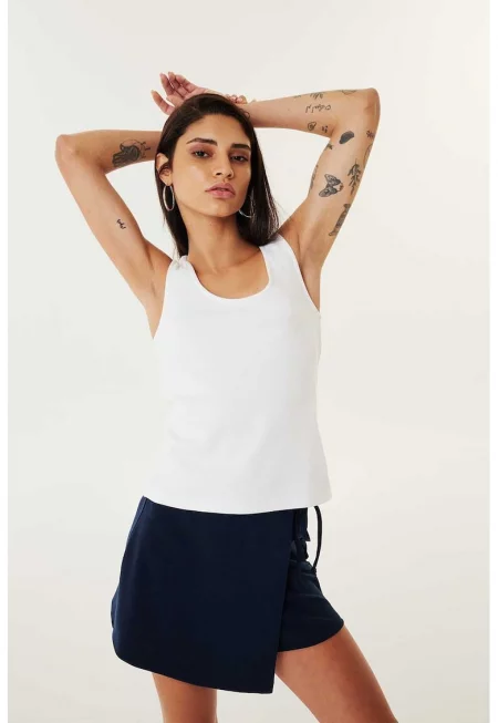 Топ с памук с овално деколте