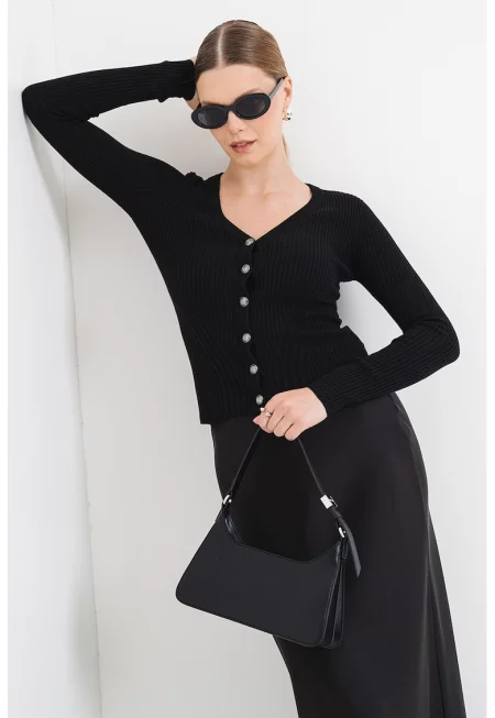 Жилетка с коприна и кашмир - Черен