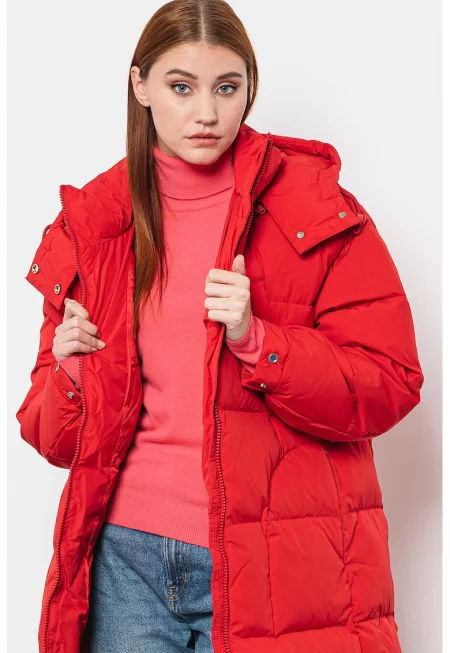 Зимно пухено яке Ben с отделяща се качулка - Червен