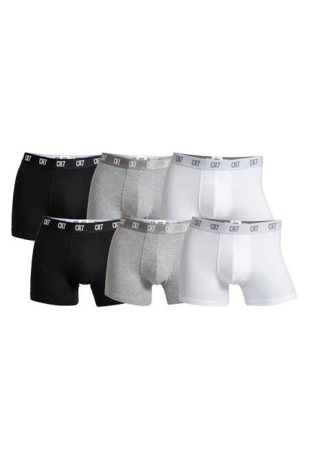 Боксерки с лого - 6 чифта - Бял/Черен/Сив